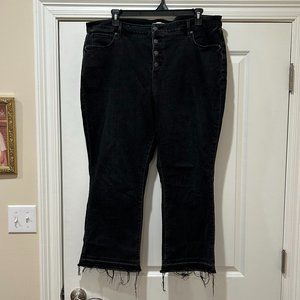LOFT High Rise Flare Crop Jeans in Washed Black, sz 22